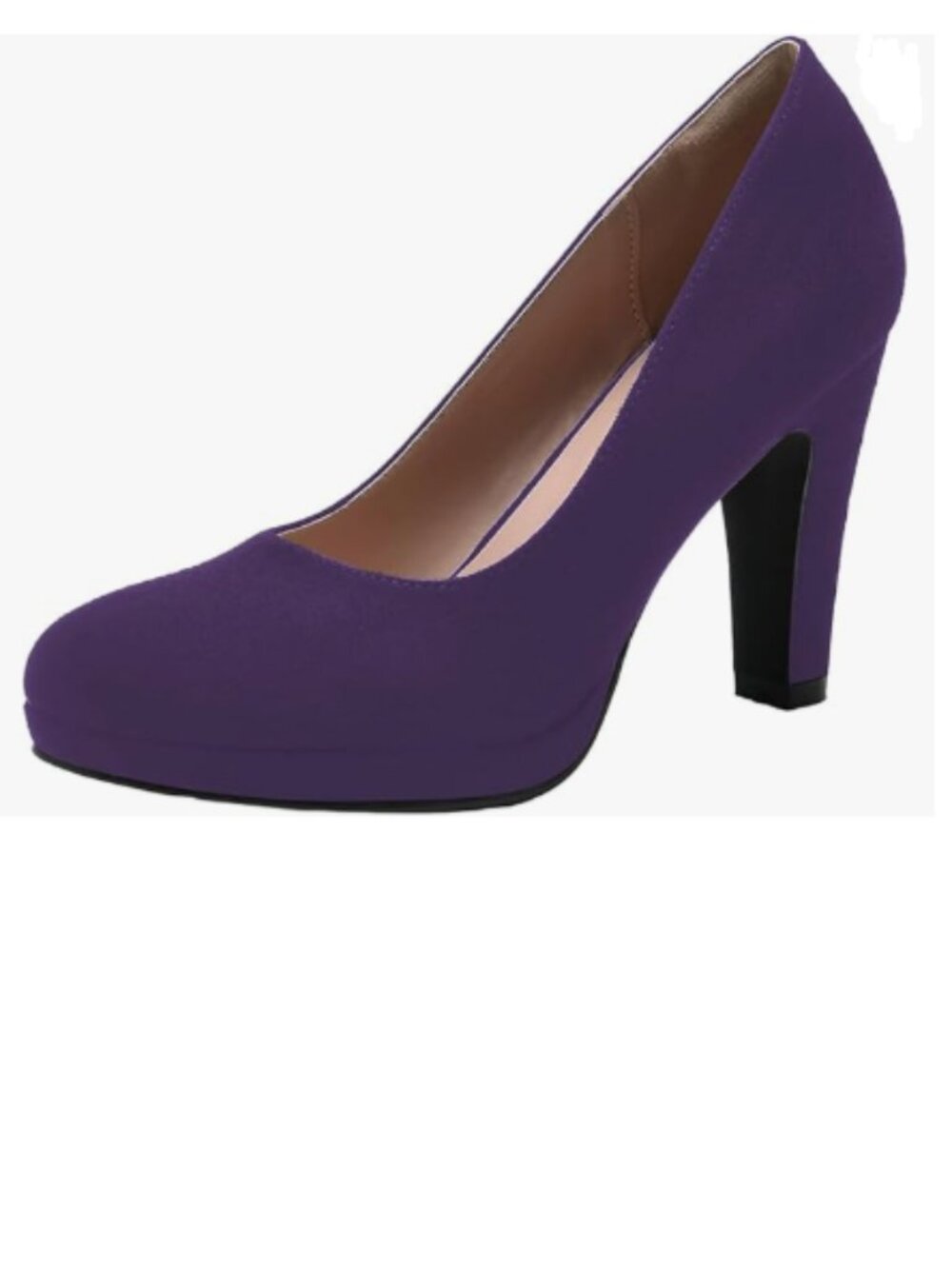 miss left Purple Low Platform Chunky High Heel Slip On Closed Round Toe Pump